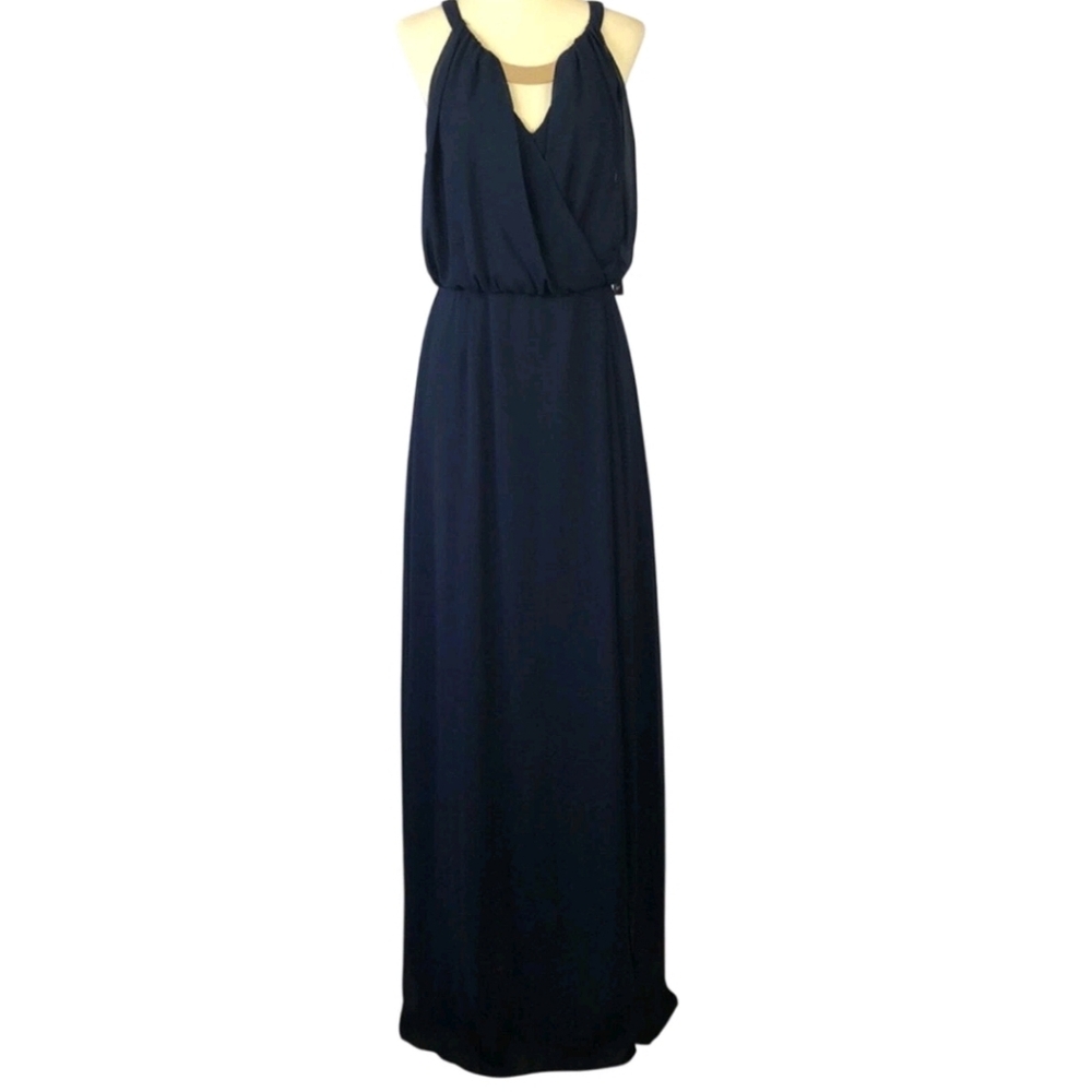 Vince Camuto Black Halter Maxi Dress Gown Wedding Guest Party Evening Prom Sz 2